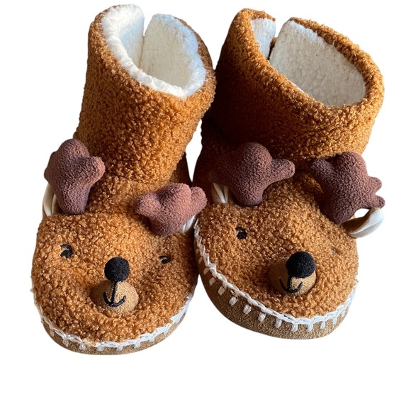 Hanna Andersson Critter Slippers By Hanna Reindeer Size 13-1 Youth - Picture 2 of 8